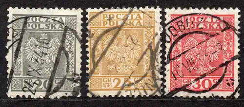 Polen, Mi-Nr. 275, 276 + 277 gest., Staatswappen