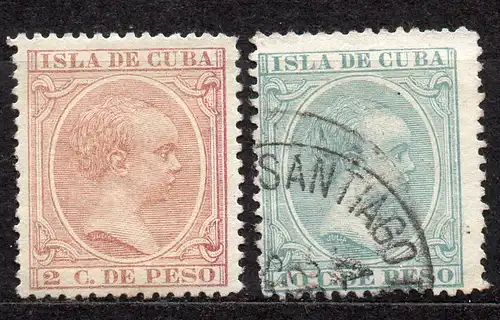 Kuba - Spanische Kolonie, Mi-Nr. 77 (*) + 102 gest., König Alfons XIII.