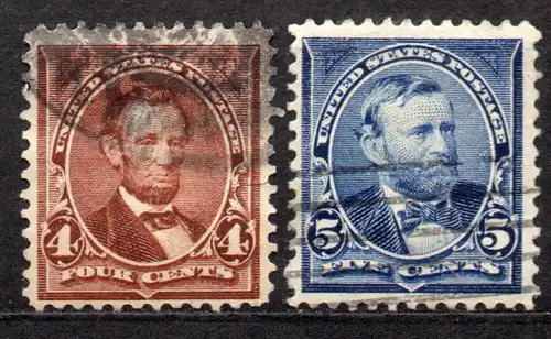 USA, Mi-Nr. 127 + 128 gest., Abraham Lincoln + Ulysses Grant