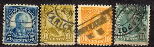 USA, Mi-Nr. 267 F, 270 F, 272 F + 273 F gest., Bedeutende Persönlichkeiten