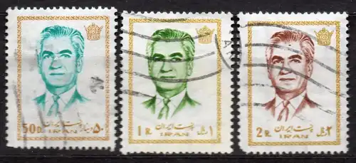 Iran, Mi-Nr. 1564, 1565 + 1566 gest., Mohammad Reza Schah Pahlavi