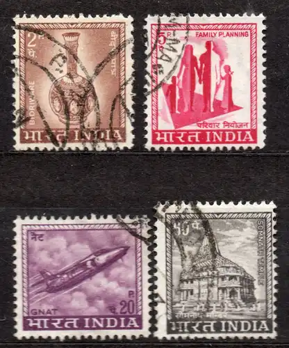 Indien, Mi-Nr. 433 X, 435 X, 436 + 437 gest., Landesmotive
