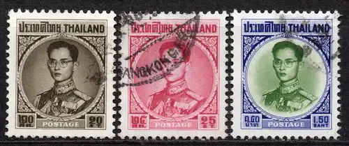 Thailand, Mi-Nr. 414, 415 + 420 gest., König Bhumibol