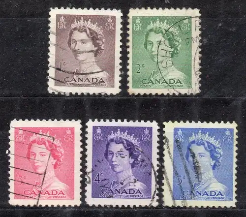 Kanada, Mi-Nr. 277 A - 281 A gest., kompl., Königin Elisabeth II.