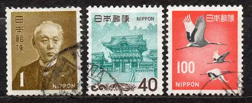Japan, Mi-Nr. 985, 995 + 1007 gest., DS Pflanzen, Tiere, nationales Kulturerbe
