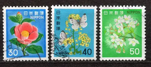 Japan, Mi-Nr. 1441 - 1443 gest., kompl., DS Pflanzen, Tiere, nationales Kulturerbe