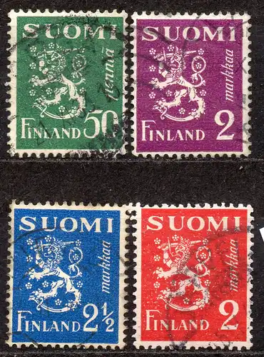 Finnland, Mi-Nr. 176, 179, 180 + 197 gest., Wappenlöwe