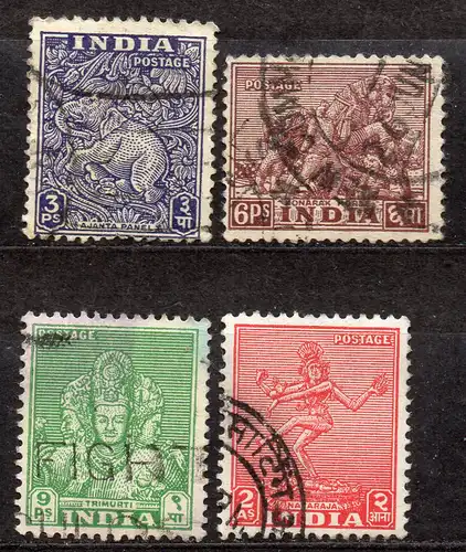 Indien, Mi-Nr. 191, 192, 193 + 195 gest., Baudenkmäler