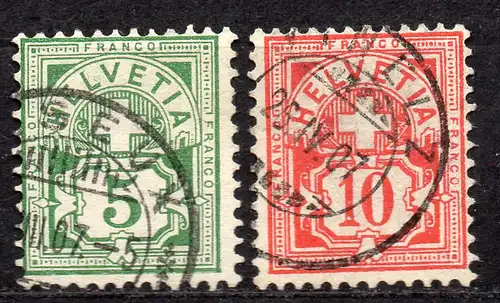 Schweiz, Mi-Nr. 84 + 85 gest., Ziffernmuster