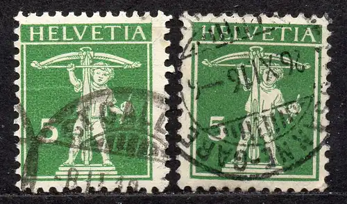 Schweiz, Mi-Nr. 113 I + 113 III gest., Tellknabe
