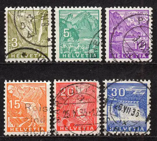 Schweiz, Mi-Nr. 270, 271, 272, 273, 274 + 276 gest., Landschaften