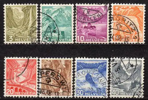 Schweiz, Mi-Nr. 297, 298, 299, 300, 301, 302, 303 + 305 gest., Landschaften