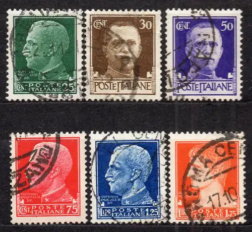 Italien, Mi-Nr. 304, 305, 307, 308, 309 + 310 gest., Freimarken "Serie Imperiale"