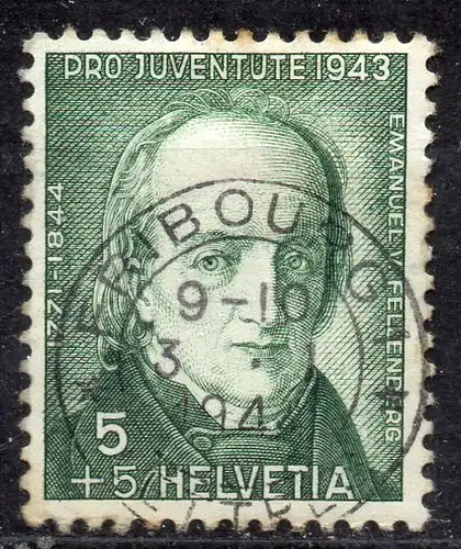 Schweiz, Mi-Nr. 424 gest., "Pro Juventute" 1943: Emanuel von Fellenberg