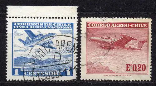 Chile, Mi-Nr. 570 + 594 gest., Flugzeuge