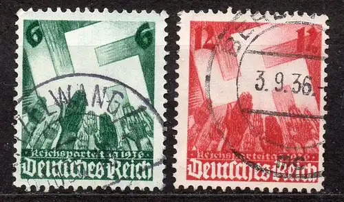 Deutsches Reich, Mi-Nr. 632 - 633 gest., kompl., Reichsparteitag Nürnberg