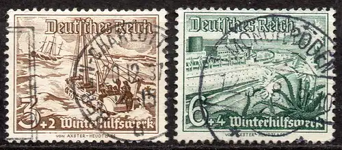 Deutsches Reich, Mi-Nr. 651 + 654 gest., Winterhilfswerk: Schiffe