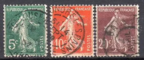 Frankreich, Mi-Nr. 116, 117 II + 118 gest., Säerin