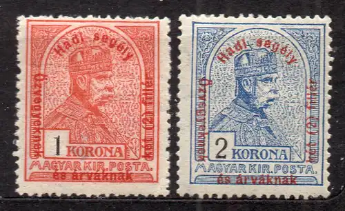 Ungarn, Mi-Nr. 176 + 177 *, König Franz Josef