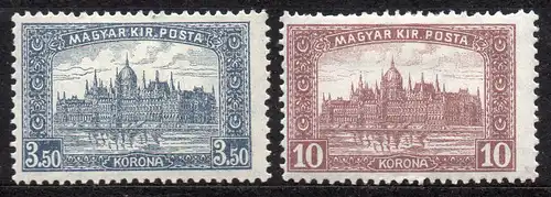 Ungarn, Mi-Nr. 356 + 357 *, Parlamentsgebäude in Budapest