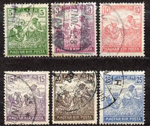 Ungarn, Mi-Nr. 192, 193, 194, 195, 196 + 197 gest., Schnitter