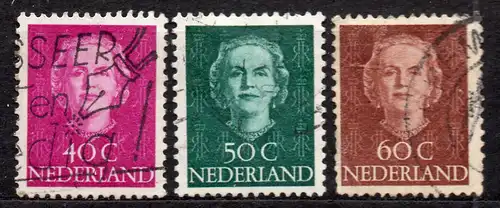 Niederlande, Mi-Nr. 535, 538 + 539 gest., Königin Juliana