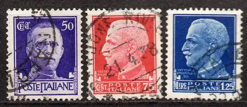 Italien, Mi-Nr. 307, 308 + 309 gest., Freimarken "Serie Imperiale"