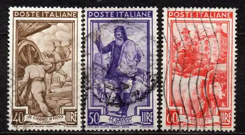 Italien, Mi-Nr. 819, 820 + 822 gest., Italien an der Arbeit