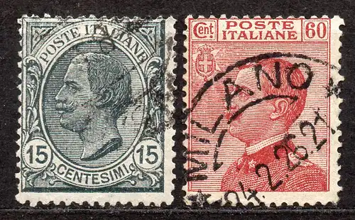 Italien, Mi-Nr. 130 - 131 gest., kompl., König Viktor Emanuel III.