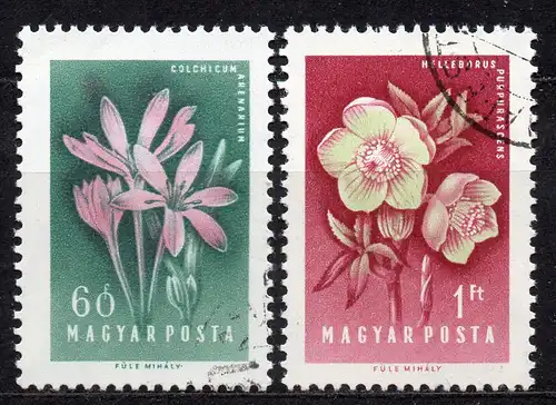 Ungarn, Mi-Nr. 1537 + 1538 gest., Blumen