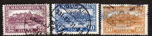 Ungarn, Mi-Nr. 451, 452 + 454 gest., Königliche Burg in Budapest