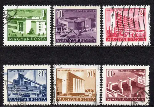 Ungarn, Mi-Nr. 1255 - 1260 gest., kompl., Bauten des Fünfjahresplanes