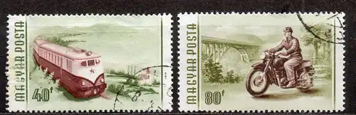 Ungarn, Mi-Nr. 1453 + 1455 gest., Fahrzeuge