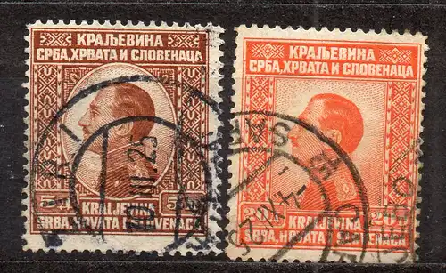 Jugoslawien, Mi-Nr. 181 + 184 gest., König Alexander