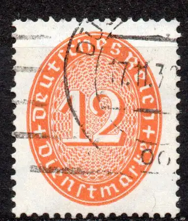 Deutsches Reich, Dienstmarke Mi-Nr. 129 gest., Wertziffer im Oval