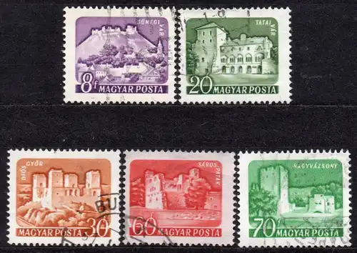 Ungarn, Mi-Nr. 1650, 1651, 1652, 1653 + 1654 gest., Burgen + Schlösser