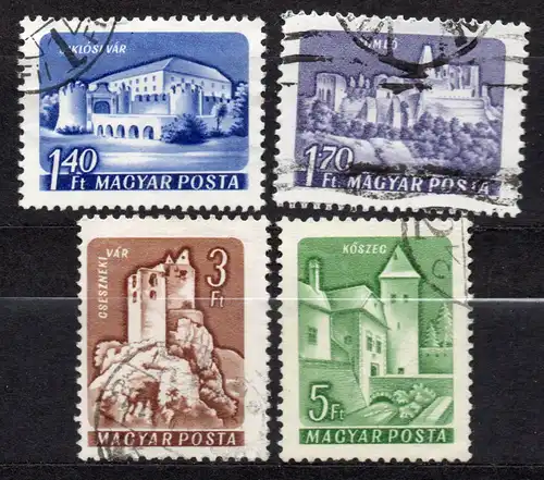 Ungarn, Mi-Nr. 1655, 1656 I, 1657 + 1658 gest., Burgen + Schlösser