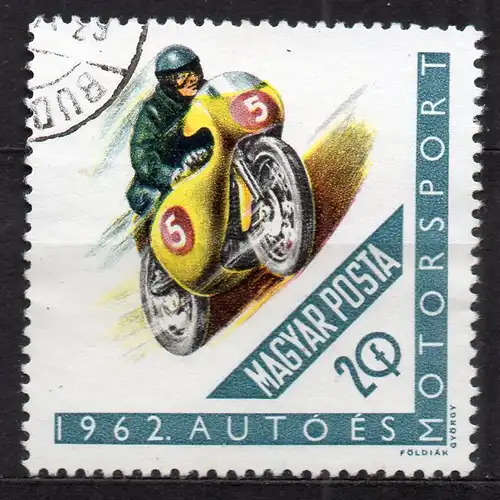 Ungarn, Mi-Nr. 1889 gest., Motorradrennfahrer