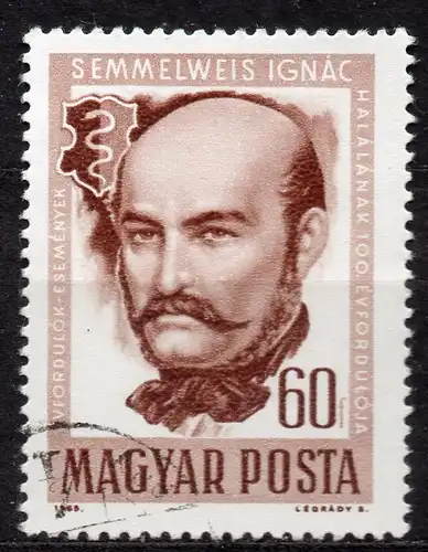 Ungarn, Mi-Nr. 2163 gest., 100. Todestag vom Ignaz Semmelweis