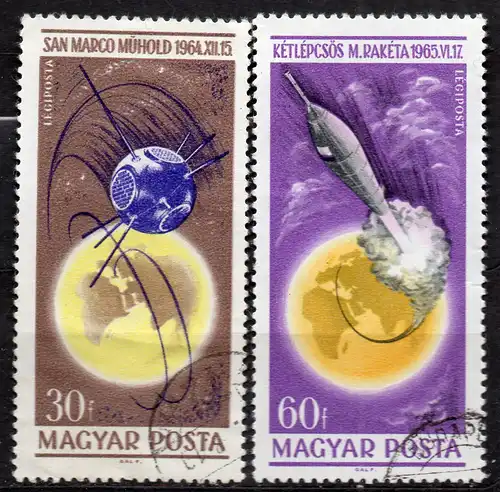 Ungarn, Mi-Nr. 2195 + 2197 gest., Erfolge der Weltraumforschung