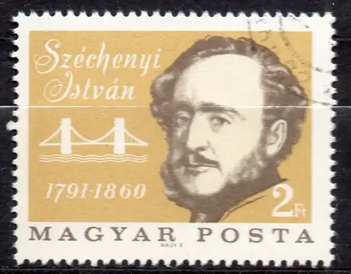 Ungarn, Mi-Nr. 2238 gest., 175. Geburtstag von Istvan Széchenyi