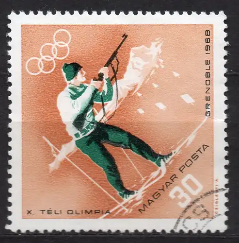 Ungarn, Mi-Nr. 2379 gest., Olympische Winterspiele Grenoble 1968: Biathlon