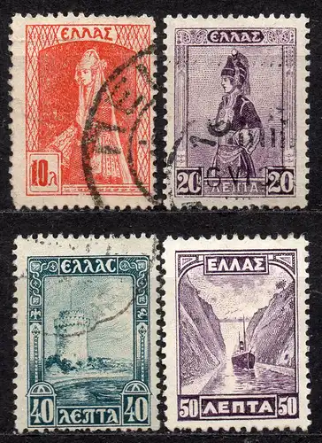Griechenland, Mi-Nr. 305, 306, 308 + 309 gest., Landestypische Motive