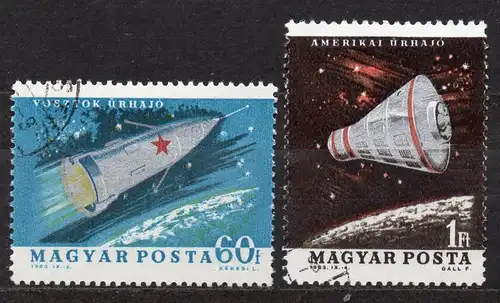 Ungarn, Mi-Nr. 1993 + 1994 gest., Weltraumforschung