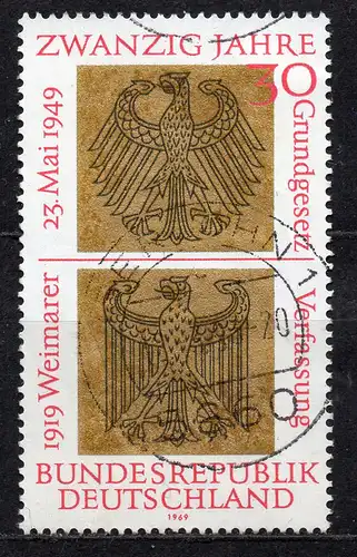 BRD, Mi-Nr. 585 gest., 20 Jahre Bundesrepublik Deutschland