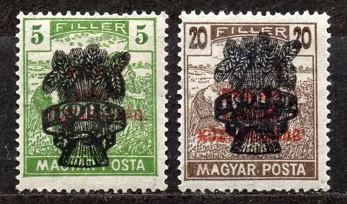 Ungarn, Mi-Nr. 295 + 299 *, mit Aufdruck, Schnitter
