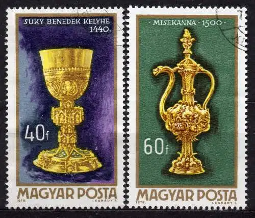 Ungarn, Mi-Nr. 2625 + 2626 gest., Goldschmiedekunst