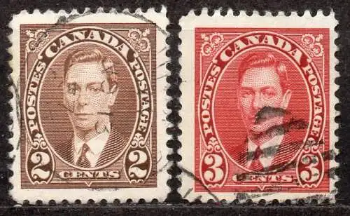 Kanada, Mi-Nr. 198 A + 199 A gest., König Georg VI.