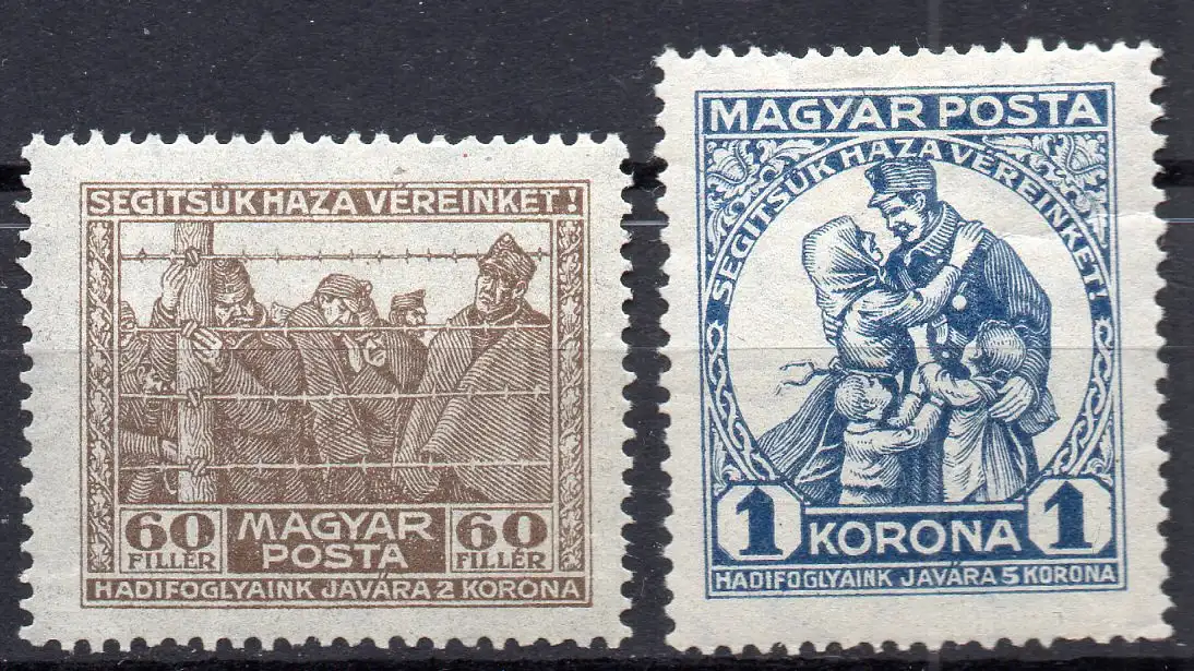 Ungarn, Mi-Nr. 313 X + 314 X *, Für ungarische Kriegsgefangene
