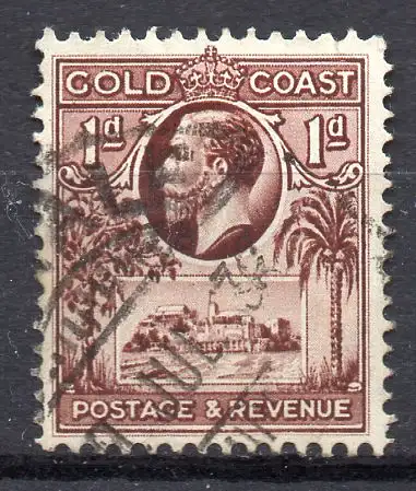 Ghana - Goldküste, Mi-Nr. 89 gest., König Georg V. + Festung Christiansborg bei Accra